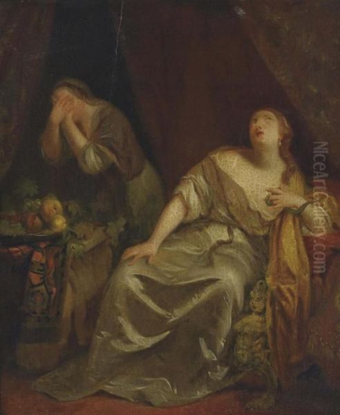 The Death Of Cleopatra Oil Painting by Caspar Netscher