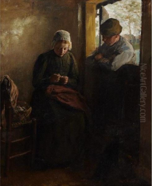 The Old Old Story Oil Painting by Albert Neuhuys