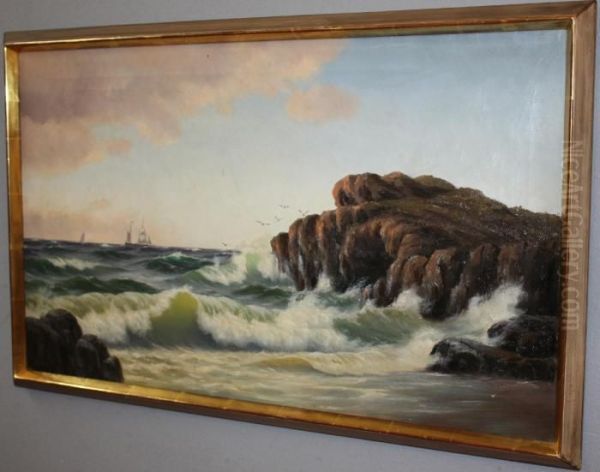 Marina Oil Painting by Carl Johan Neumann