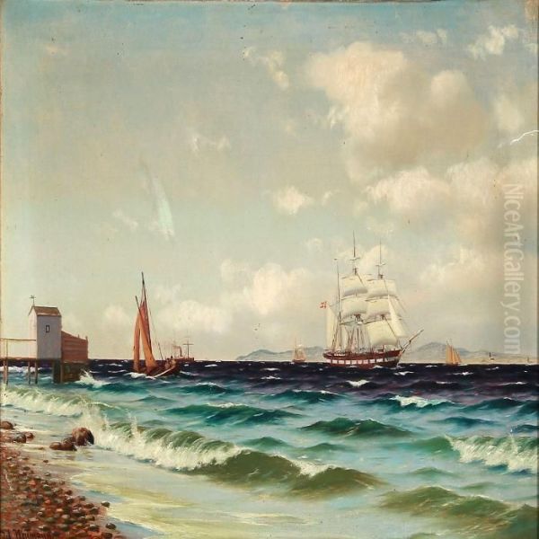 Strand Ved Aalsgaard Oil Painting by Johann Jens Neumann