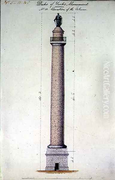 Elevation of the Duke of York's Monument, Carlton Gardens, London, 1831 Oil Painting by Benjamin Dean Wyatt