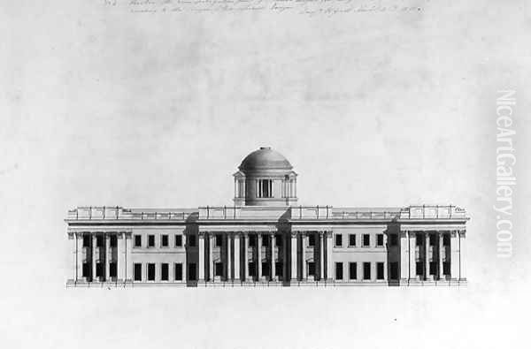 Elevation of Garden Front of a house, 1815 Oil Painting by Benjamin Dean Wyatt