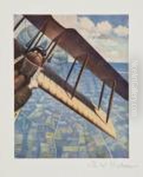 Banking & Column On The March Oil Painting by Christopher R. Wynne Nevinson