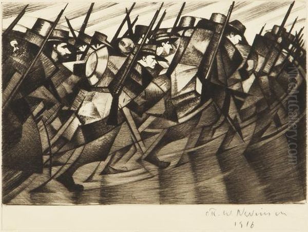 Returning To The Trenches Oil Painting by Christopher R. Wynne Nevinson