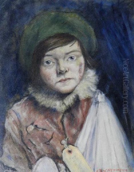 Camden Town Kid Or Cockney Stoic Oil Painting by Christopher R. Wynne Nevinson