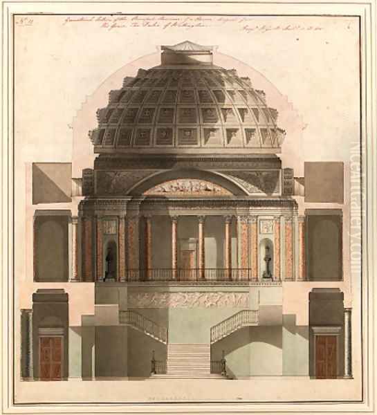 Design for the 'very magnificent and imposing' mansion for the Duke of Wellington Oil Painting by Benjamin Dean Wyatt