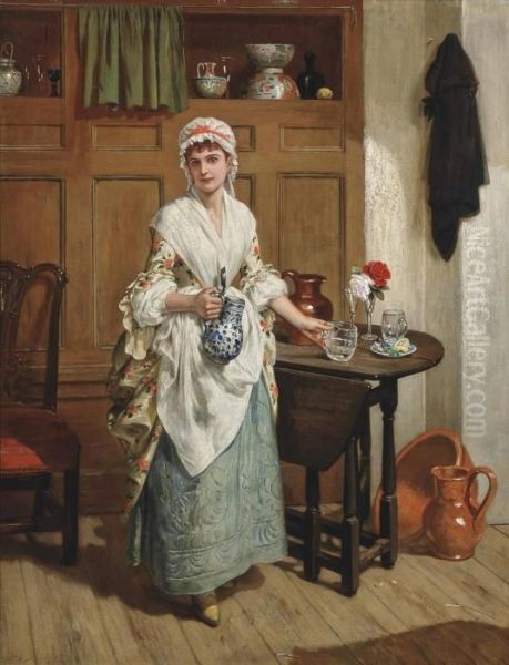 The Maid At The Inn Oil Painting by Charles Wynee Nicholls