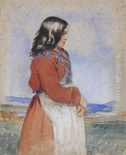 A Country Girl Oil Painting by Erskine Nicol