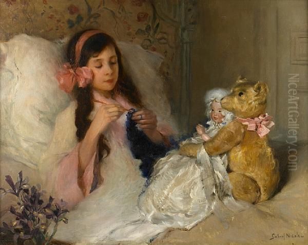 Restful Company Oil Painting by Gabriel Nicolet