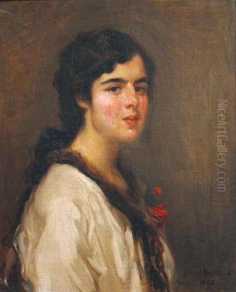 Joven Con Vestido Blanco Oil Painting by Gabriel Nicolet