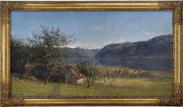 Entrance To Hardanger Oil Painting by Amaldus Clarin Nielsen