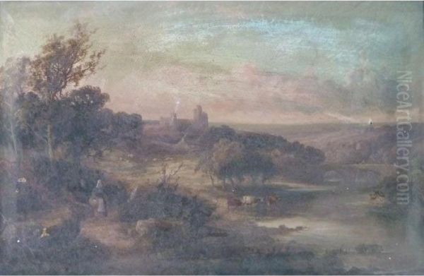 River Landscape Oil Painting by Edmund John Niemann, Snr.