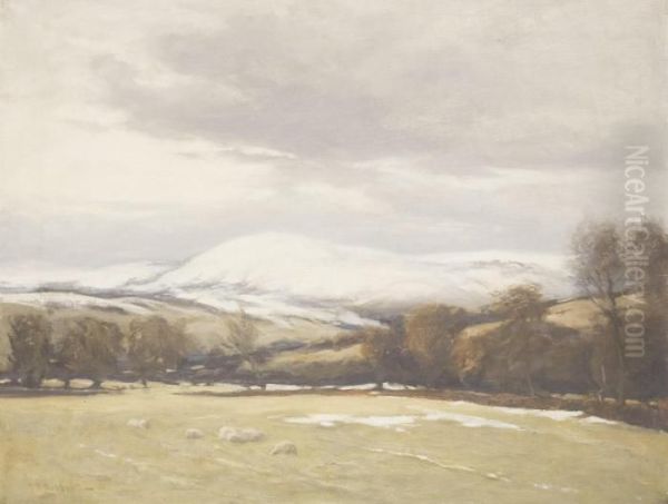 Winter Landscape Oil Painting by Robert Buchan Nisbet