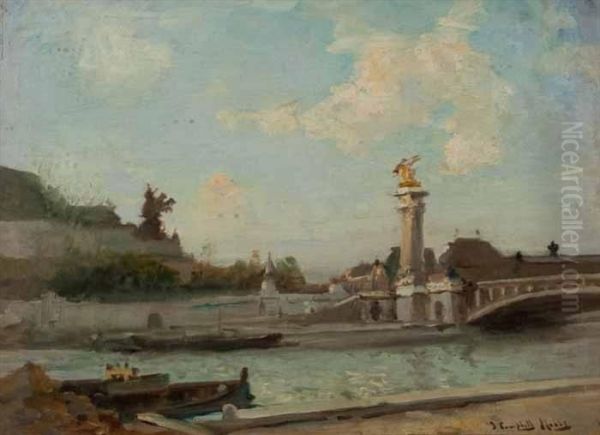 A View Of The Seine Oil Painting by James Campbell Noble