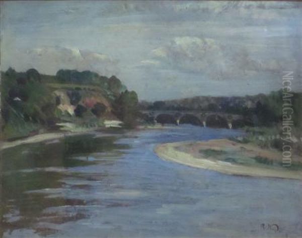 River Bridge Oil Painting by Robert Noble