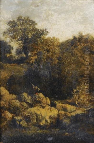 Chasseur Dans Un Paysage Oil Painting by Jules Achille-Noel