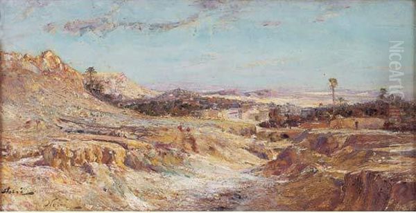 Vue De L'oued De Bou-saada. Oil Painting by Maxime Noire