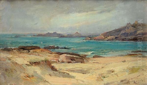 La Plage A Trebeuden (cote D'armor) Oil Painting by Emile Noirot