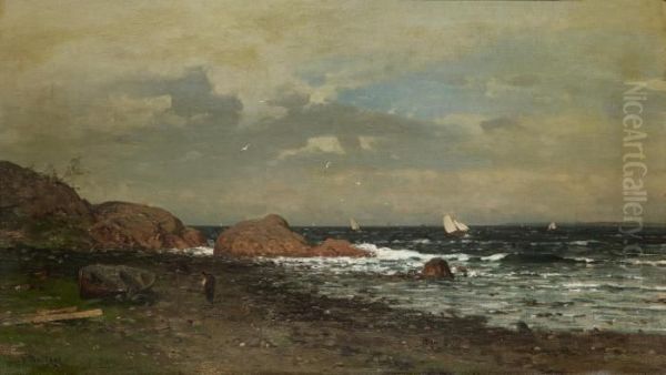 Pa Stranden Oil Painting by Axel Wilhelm Nordgren