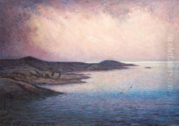 Twilight Over The Sea Oil Painting by Karl Fredrik Nordstrom