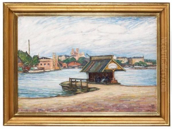 Angslupsbryggan Vid Grondal Oil Painting by Karl Fredrik Nordstrom