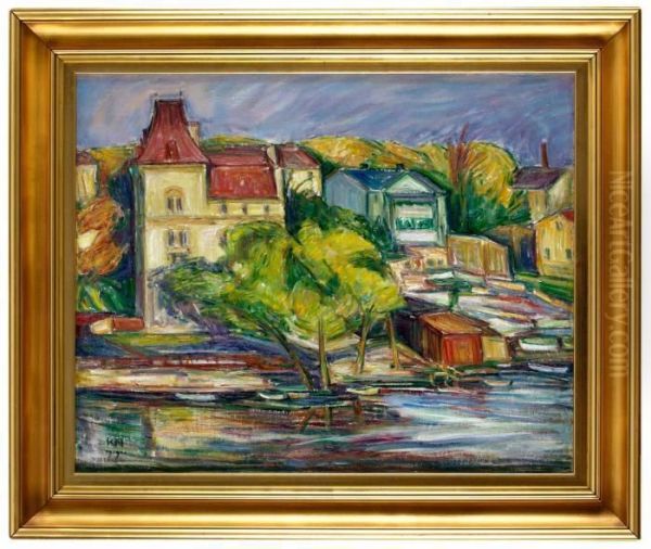 Hus Vid Vatten, Motiv Fran Grondal Oil Painting by Karl Fredrik Nordstrom