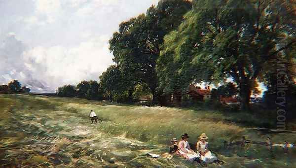 Hayfield at Danbury, Essex, 1890 Oil Painting by Edmund Morison Wimperis