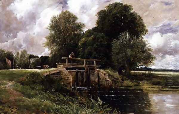 Passing through a Lock, 1891 Oil Painting by Edmund Morison Wimperis