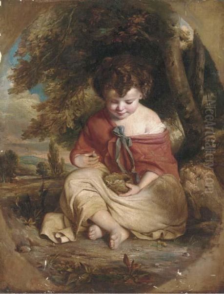 A Child With A Bird's Nest Oil Painting by James Northcote