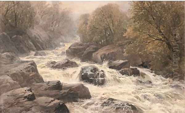 A Welsh torrent Oil Painting by Edmund Morison Wimperis