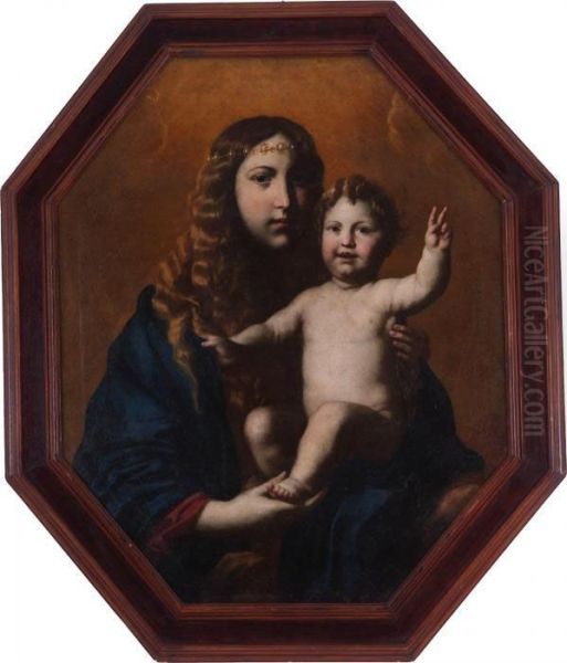 Madonna Con Bambino Oil Painting by Pietro Novelli Il Monrealese