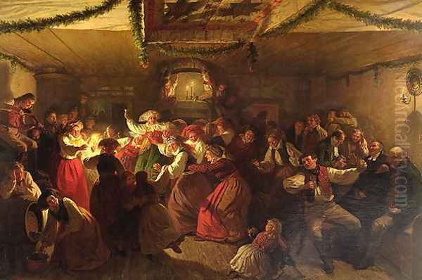 A Wedding Party from Vingaker, 1857 Oil Painting by Josef Wilhelm Wallander