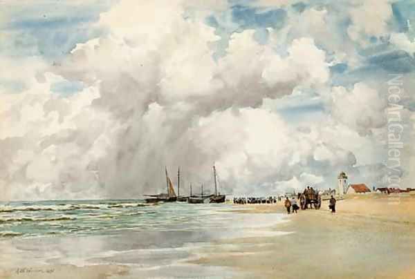 On the Dutch coast Oil Painting by Augustus Watford Weedon