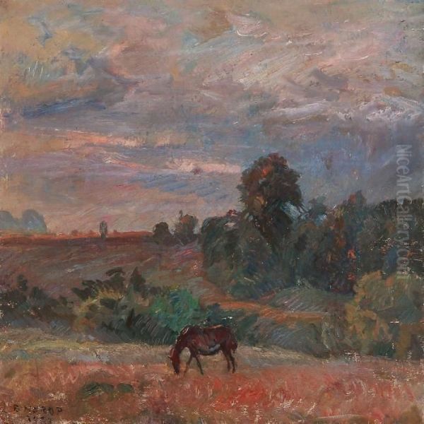 Landscape With A Horse Oil Painting by Borge C. Nyrop