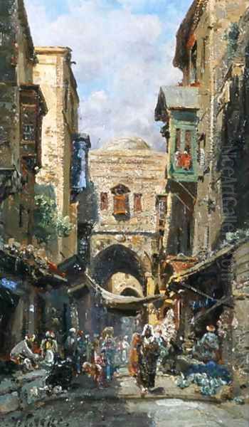 The street of David in Jerusalem, c.1890 Oil Painting by Carl Wuttke