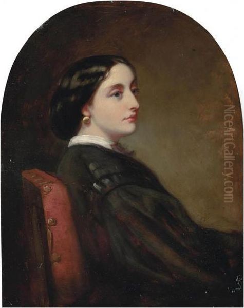 Portrait Of A Lady, Seated Half-length Oil Painting by Henry Nelson O'Neil