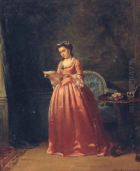 The Love Letter Oil Painting by Petrus Theodorus Van Wyngaerdt