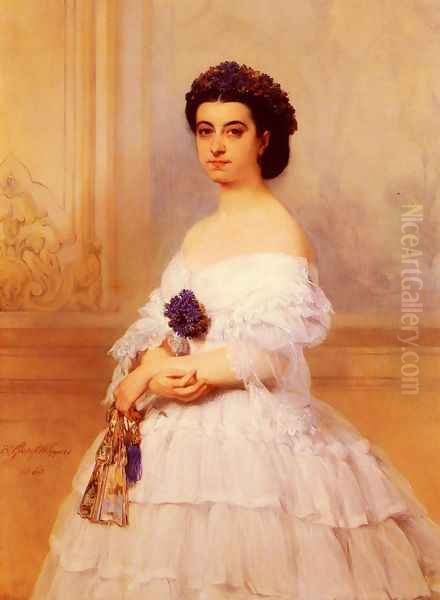 Portrait De La Marquise De Louvencourt Nee Montaud (Portrait of the Marchioness de Louvencourt, née Montaud) Oil Painting by Baron Gustave Wappers