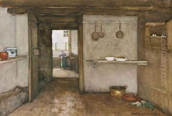 Kitchen Interior, c.1899 Oil Painting by Johan Hendrik Weissenbruch