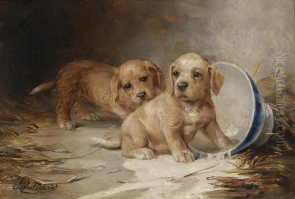 Puppies Oil Painting by Federico Olaria