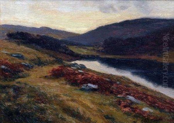 River Landscape Oil Painting by Alfred Oliver