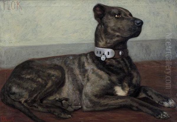 Il Cane Flok Oil Painting by Ercole Olivetti