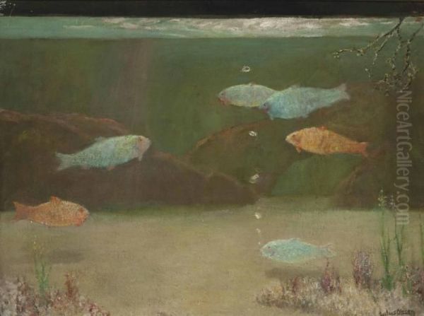 Aquarium Oil Painting by Julius Olsson