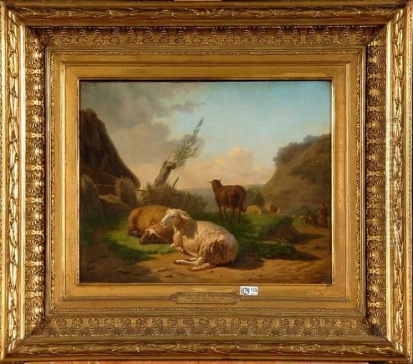 Moutons Au Pre Oil Painting by Balthasar Paul Ommeganck