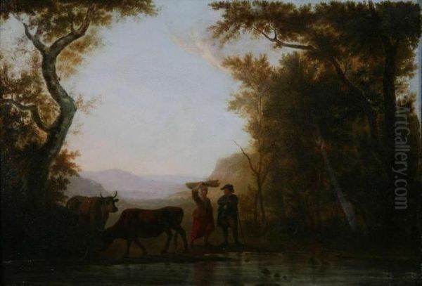 Zuiders Landschap Met Veehoeders Aan Het Water Oil Painting by Balthasar Paul Ommeganck