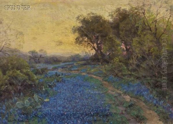 Blue Bonnets And Cactus Oil Painting by Julian Onderdonk