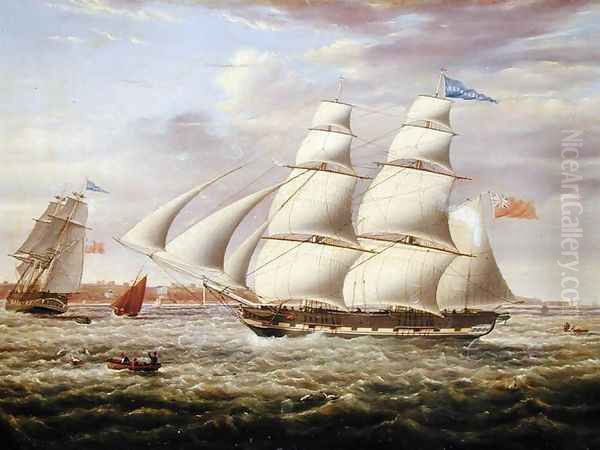 The Barque Andromeda in Two Positions, 1831 Oil Painting by Samuel Walters