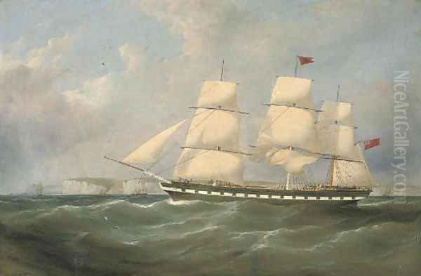 An outward-bound merchantman heading down the Channel Oil Painting by Samuel Walters