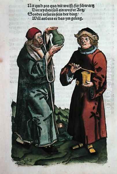 St. Damian and St. Cosmas, illustration from the Feldtbuch der Wundartzney by Hans von Gersdorff, c.1540 Oil Painting by Hans or Johannes Ulrich Wechtlin