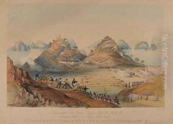 Storming of the Forts and Entrenchments of Chuenpee on 7th January 1841, engraved by Dickenson, published by Dickenson and Son in 1841 Oil Painting by F.J. White